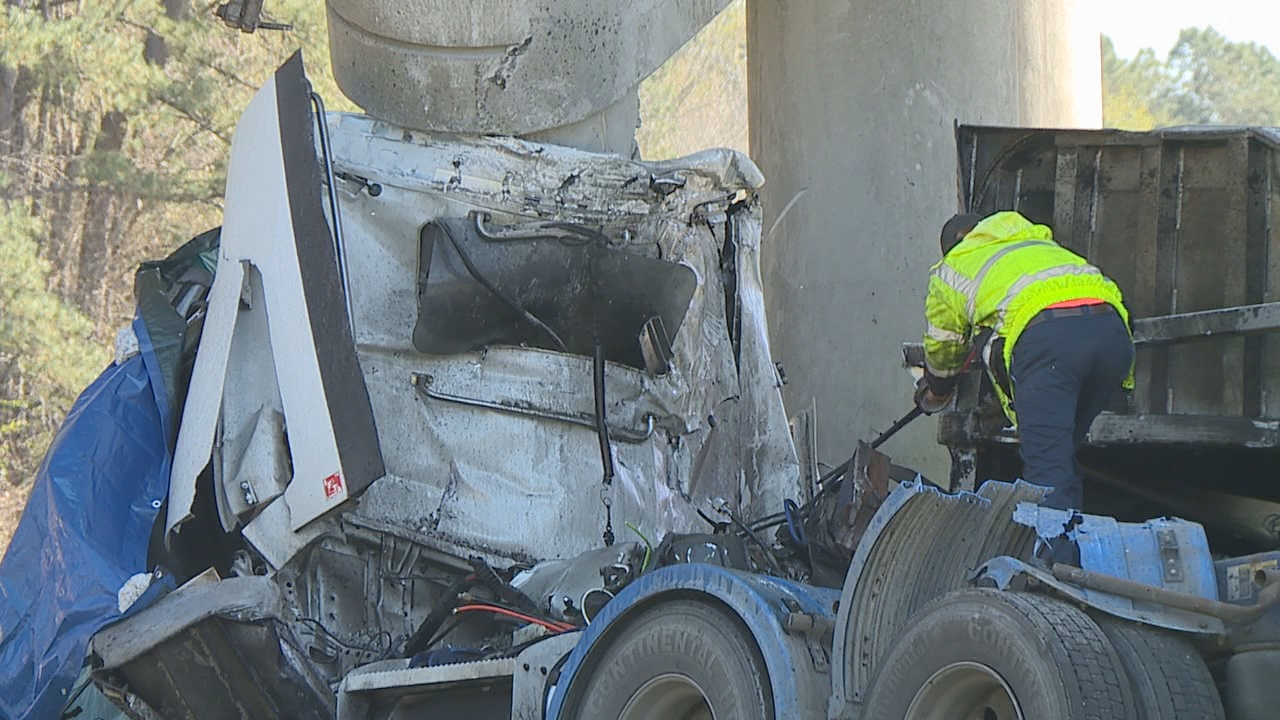 Truck driver killed, I26 overpass badly damaged in fatal Orangeburg