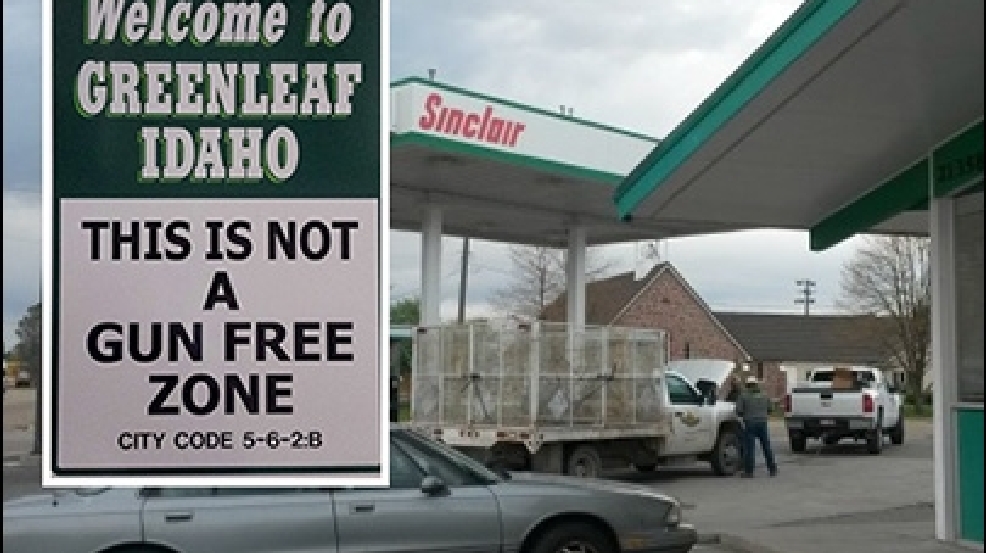 Sign to Greenleaf, Idaho This is not a gun free zone' KBOI